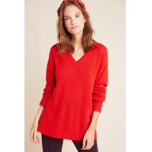 Anthropologie Colorblocked Cashmere Sweater Red XS